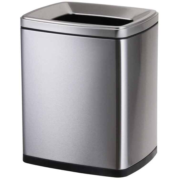 Square Trash Can%2C Bathroom Trash Can%2C Kitchen%2C Office%2C Household Trash Can%2C Double Layer. (15L Silver%2C 12.2In Long 9.4In Wide 15.3In Tall) 